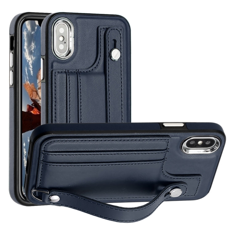 Shockproof Leather Phone Case with Wrist Strap, For iPhone XS Max, For iPhone XR, For iPhone X / XS, For iPhone SE 2022/SE 2020/6/7/8, For iPhone 6 Plus/7 Plus/8 Plus