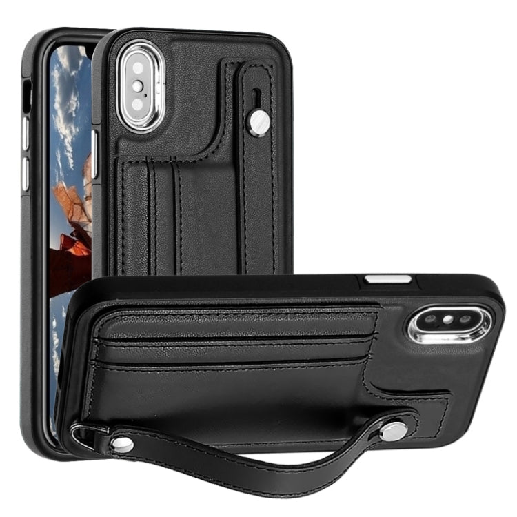 Shockproof Leather Phone Case with Wrist Strap, For iPhone XS Max, For iPhone XR, For iPhone X / XS, For iPhone SE 2022/SE 2020/6/7/8, For iPhone 6 Plus/7 Plus/8 Plus