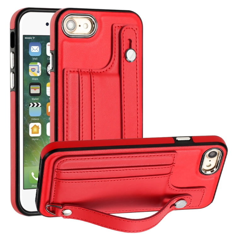 Shockproof Leather Phone Case with Wrist Strap, For iPhone XS Max, For iPhone XR, For iPhone X / XS, For iPhone SE 2022/SE 2020/6/7/8, For iPhone 6 Plus/7 Plus/8 Plus