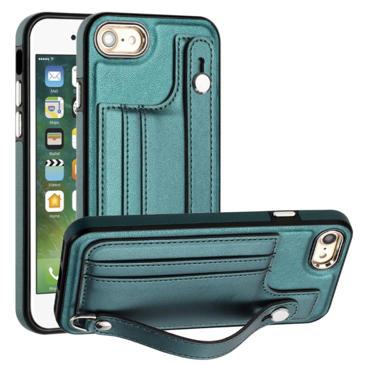 Shockproof Leather Phone Case with Wrist Strap, For iPhone XS Max, For iPhone XR, For iPhone X / XS, For iPhone SE 2022/SE 2020/6/7/8, For iPhone 6 Plus/7 Plus/8 Plus