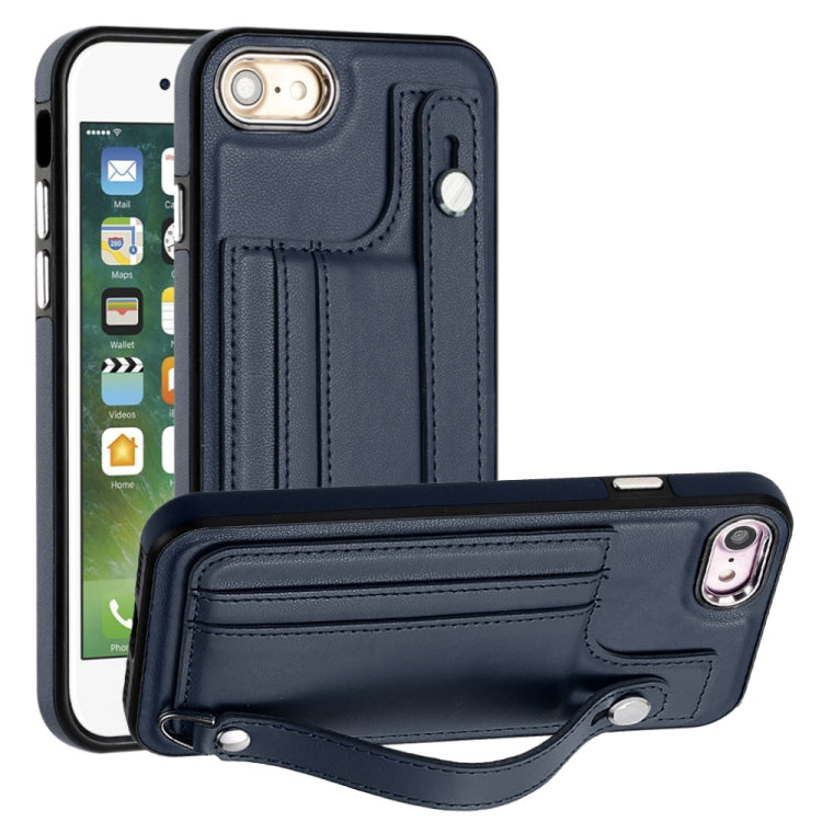 Shockproof Leather Phone Case with Wrist Strap, For iPhone XS Max, For iPhone XR, For iPhone X / XS, For iPhone SE 2022/SE 2020/6/7/8, For iPhone 6 Plus/7 Plus/8 Plus
