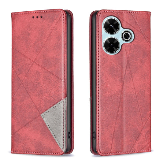 Rhombus Texture Magnetic Leather Phone Case