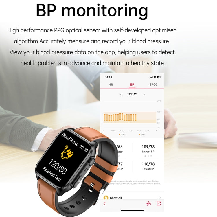 TK12 1.96 inch IP67 Waterproof Silicone Band Smart Watch Supports ECG / Remote Families Care / Bluetooth Call / Body Temperature Monitoring