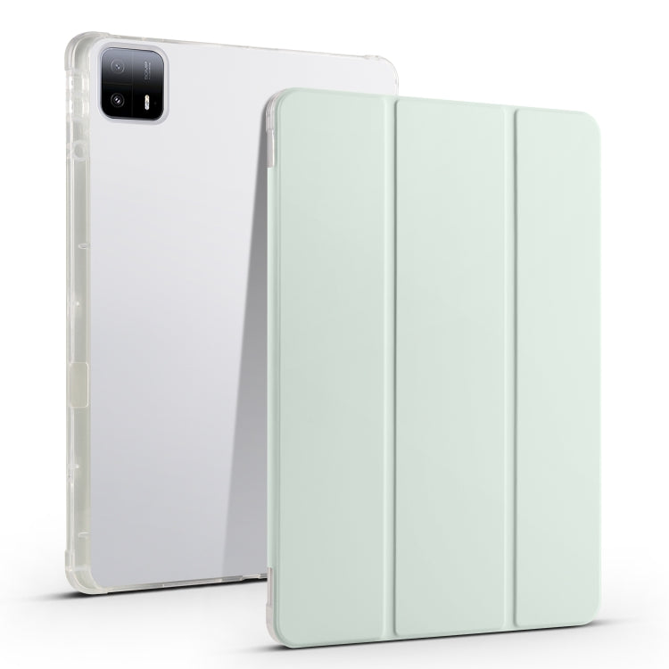 3-fold Clear TPU Smart Leather Tablet Case with Pen Slot, For Xiaomi Pad 7 / 7 Pro, For Xiaomi Redmi Pad Pro 12.1, For Xiaomi Pad 6S Pro, For Xiaomi Pad 6 Max 14, For Xiaomi Pad 6 / 6 Pro