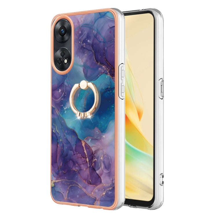 Electroplating Marble Dual-side IMD Phone Case with Ring, For OPPO Reno12 Pro Global, For OPPO Reno12 Global, For OPPO A60, For OPPO Reno11 F 5G Global, For OPPO Reno11 5G Global, For OPPO Reno11 Pro 5G Global, For OPPO A58 4G, For OPPO Reno10 5G Globa...