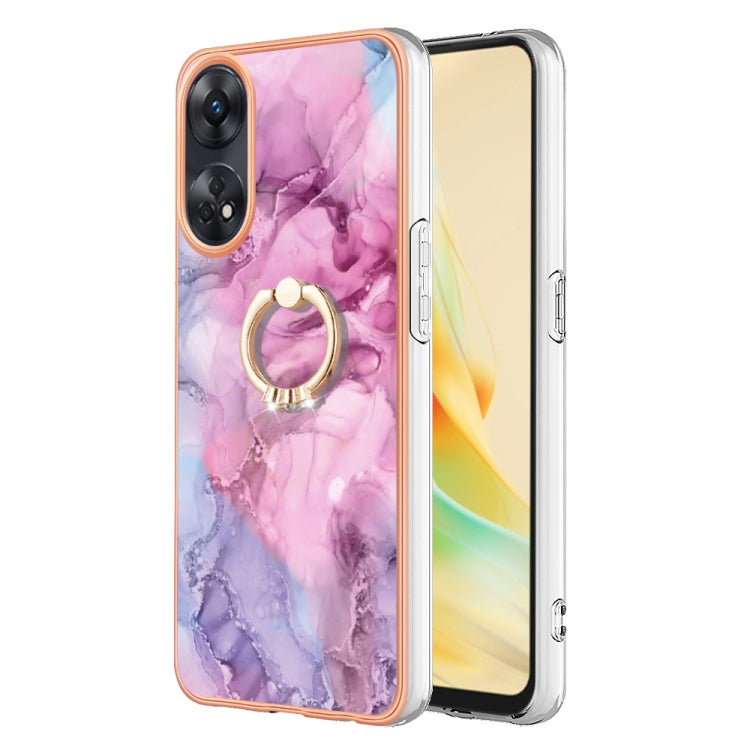 Electroplating Marble Dual-side IMD Phone Case with Ring, For OPPO Reno12 Pro Global, For OPPO Reno12 Global, For OPPO A60, For OPPO Reno11 F 5G Global, For OPPO Reno11 5G Global, For OPPO Reno11 Pro 5G Global, For OPPO A58 4G, For OPPO Reno10 5G Globa...
