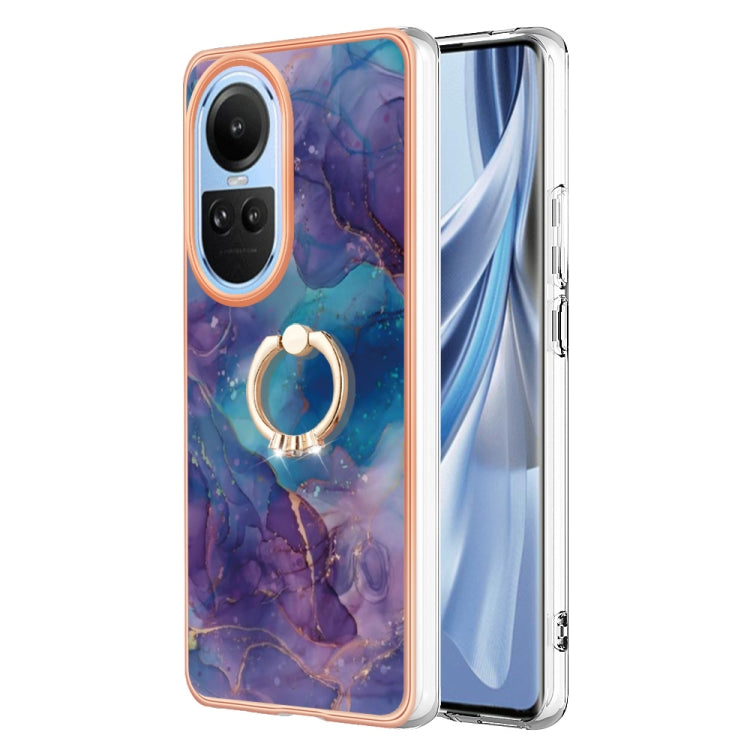 Electroplating Marble Dual-side IMD Phone Case with Ring, For OPPO Reno12 Pro Global, For OPPO Reno12 Global, For OPPO A60, For OPPO Reno11 F 5G Global, For OPPO Reno11 5G Global, For OPPO Reno11 Pro 5G Global, For OPPO A58 4G, For OPPO Reno10 5G Globa...