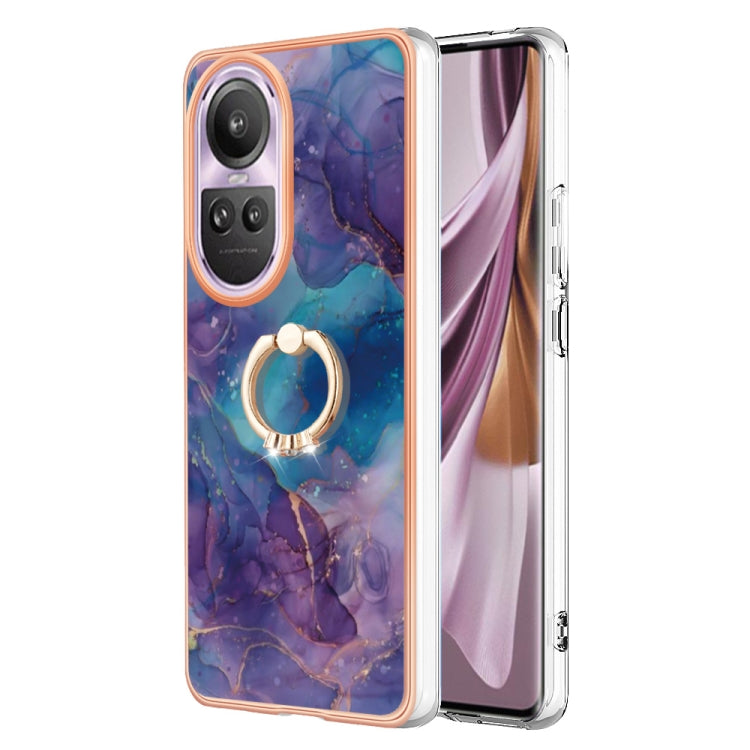 Electroplating Marble Dual-side IMD Phone Case with Ring, For OPPO Reno12 Pro Global, For OPPO Reno12 Global, For OPPO A60, For OPPO Reno11 F 5G Global, For OPPO Reno11 5G Global, For OPPO Reno11 Pro 5G Global, For OPPO A58 4G, For OPPO Reno10 5G Globa...