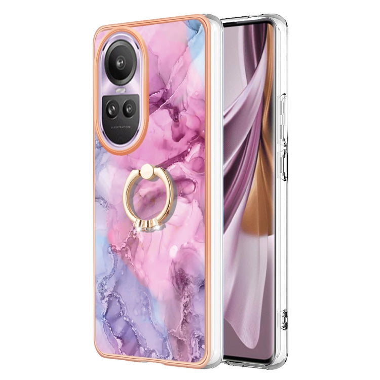 Electroplating Marble Dual-side IMD Phone Case with Ring, For OPPO Reno12 Pro Global, For OPPO Reno12 Global, For OPPO A60, For OPPO Reno11 F 5G Global, For OPPO Reno11 5G Global, For OPPO Reno11 Pro 5G Global, For OPPO A58 4G, For OPPO Reno10 5G Globa...