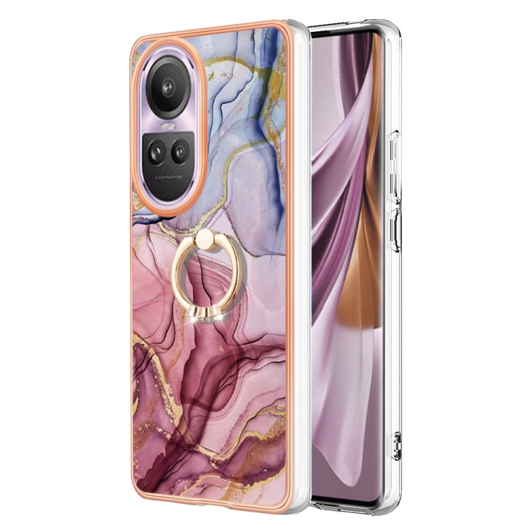 Electroplating Marble Dual-side IMD Phone Case with Ring, For OPPO Reno12 Pro Global, For OPPO Reno12 Global, For OPPO A60, For OPPO Reno11 F 5G Global, For OPPO Reno11 5G Global, For OPPO Reno11 Pro 5G Global, For OPPO A58 4G, For OPPO Reno10 5G Globa...