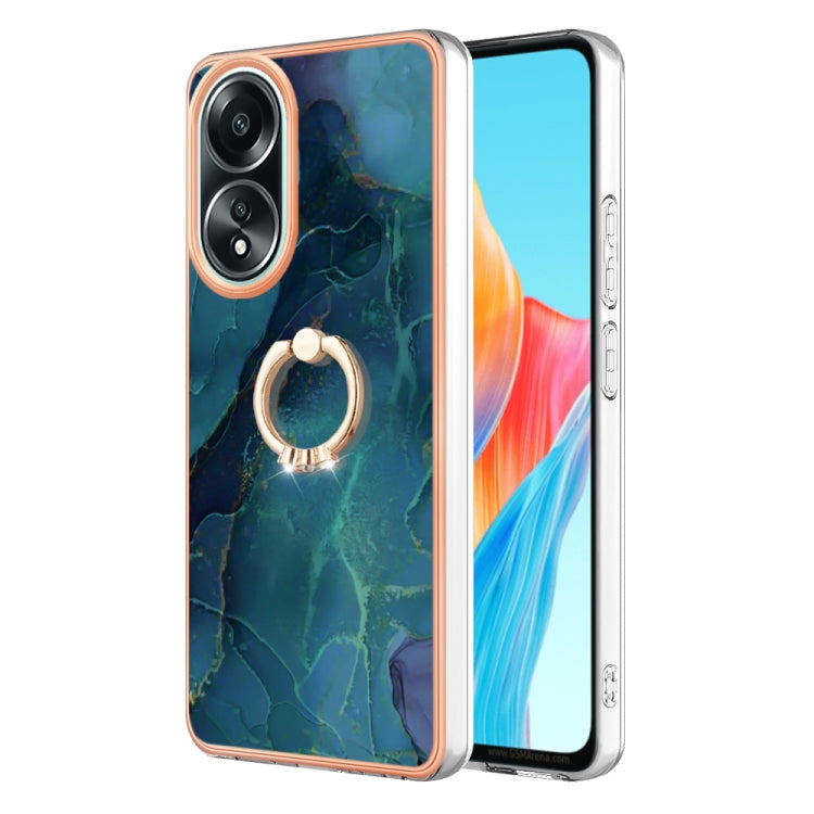 Electroplating Marble Dual-side IMD Phone Case with Ring, For OPPO Reno12 Pro Global, For OPPO Reno12 Global, For OPPO A60, For OPPO Reno11 F 5G Global, For OPPO Reno11 5G Global, For OPPO Reno11 Pro 5G Global, For OPPO A58 4G, For OPPO Reno10 5G Globa...