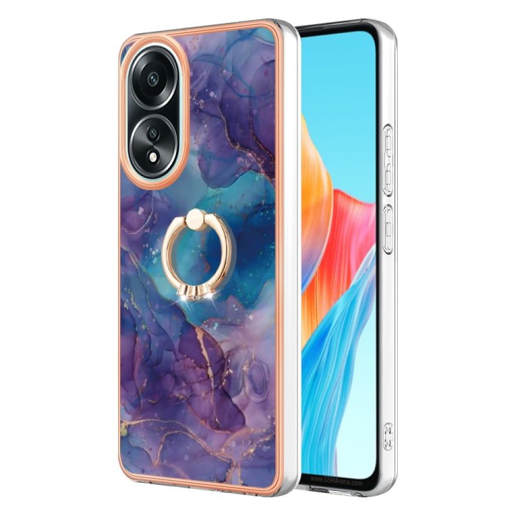 Electroplating Marble Dual-side IMD Phone Case with Ring, For OPPO Reno12 Pro Global, For OPPO Reno12 Global, For OPPO A60, For OPPO Reno11 F 5G Global, For OPPO Reno11 5G Global, For OPPO Reno11 Pro 5G Global, For OPPO A58 4G, For OPPO Reno10 5G Globa...