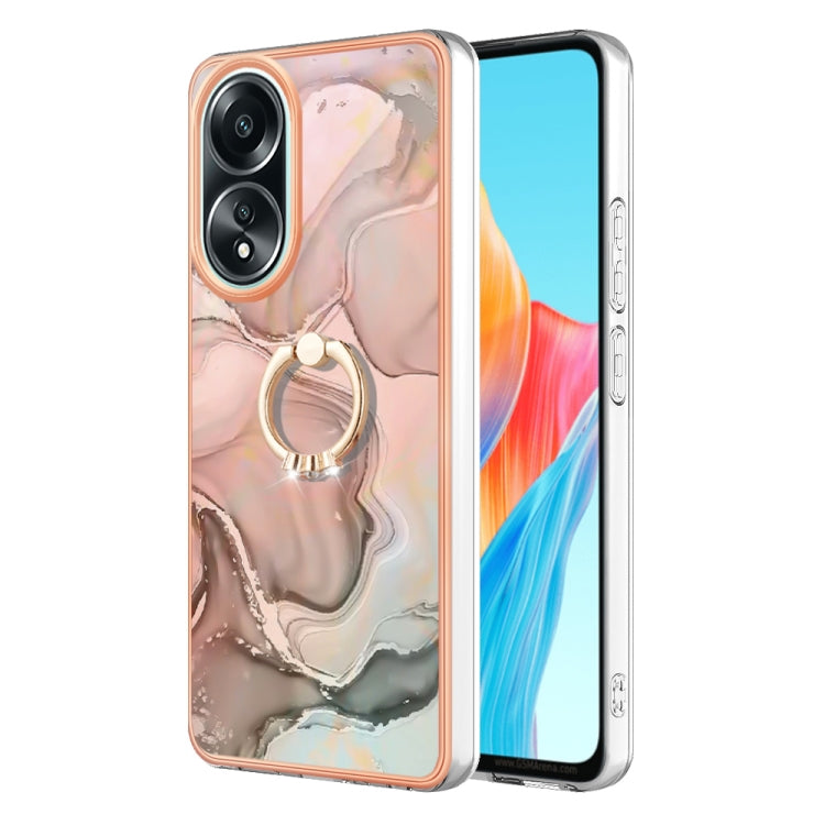 Electroplating Marble Dual-side IMD Phone Case with Ring, For OPPO Reno12 Pro Global, For OPPO Reno12 Global, For OPPO A60, For OPPO Reno11 F 5G Global, For OPPO Reno11 5G Global, For OPPO Reno11 Pro 5G Global, For OPPO A58 4G, For OPPO Reno10 5G Globa...