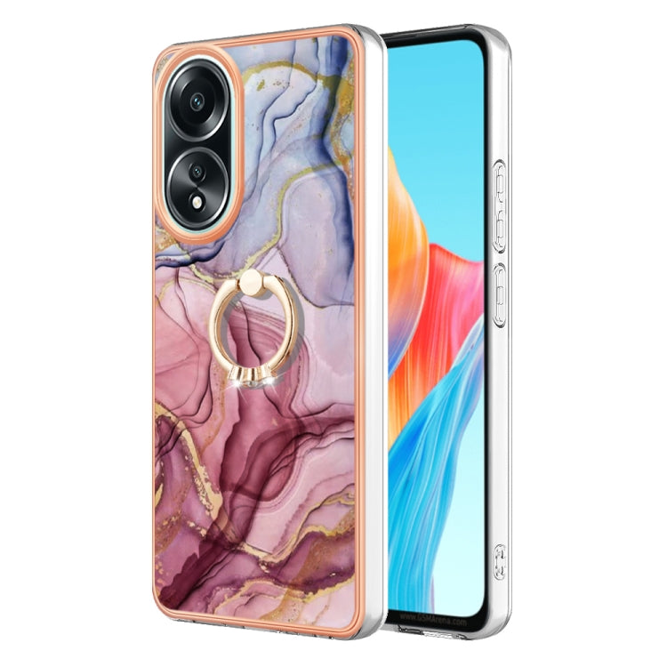 Electroplating Marble Dual-side IMD Phone Case with Ring, For OPPO Reno12 Pro Global, For OPPO Reno12 Global, For OPPO A60, For OPPO Reno11 F 5G Global, For OPPO Reno11 5G Global, For OPPO Reno11 Pro 5G Global, For OPPO A58 4G, For OPPO Reno10 5G Globa...