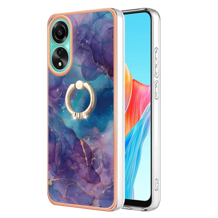 Electroplating Marble Dual-side IMD Phone Case with Ring, For OPPO Reno12 Pro Global, For OPPO Reno12 Global, For OPPO A60, For OPPO Reno11 F 5G Global, For OPPO Reno11 5G Global, For OPPO Reno11 Pro 5G Global, For OPPO A58 4G, For OPPO Reno10 5G Globa...
