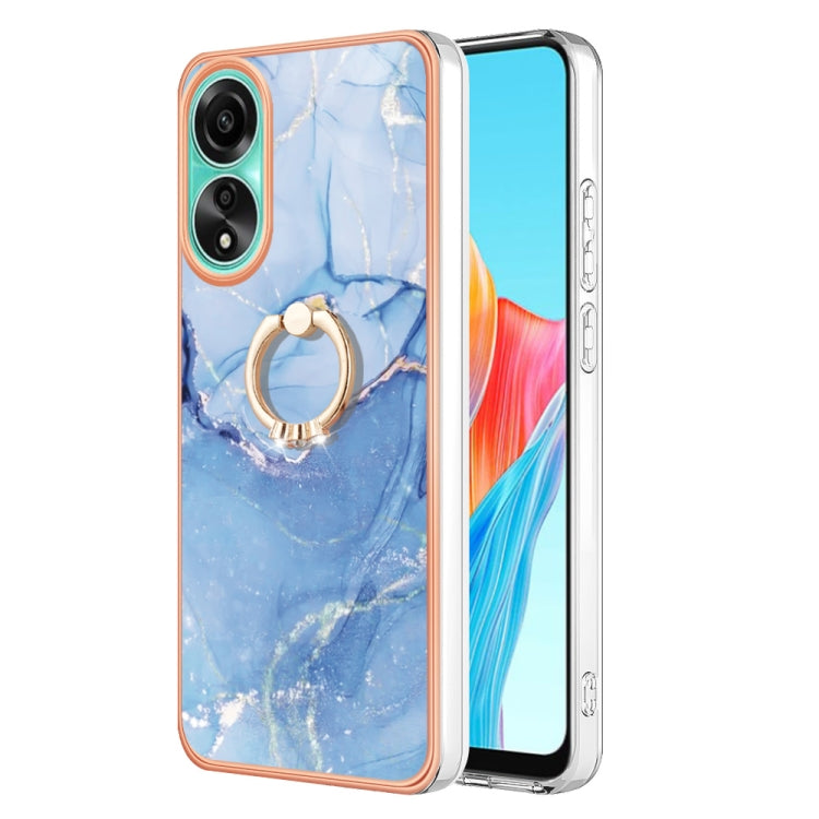 Electroplating Marble Dual-side IMD Phone Case with Ring, For OPPO Reno12 Pro Global, For OPPO Reno12 Global, For OPPO A60, For OPPO Reno11 F 5G Global, For OPPO Reno11 5G Global, For OPPO Reno11 Pro 5G Global, For OPPO A58 4G, For OPPO Reno10 5G Globa...