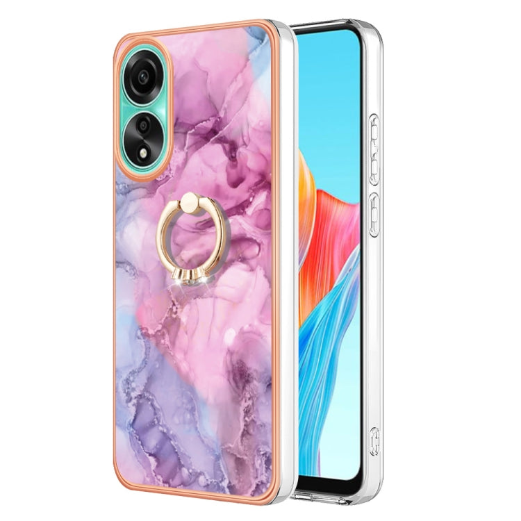 Electroplating Marble Dual-side IMD Phone Case with Ring, For OPPO Reno12 Pro Global, For OPPO Reno12 Global, For OPPO A60, For OPPO Reno11 F 5G Global, For OPPO Reno11 5G Global, For OPPO Reno11 Pro 5G Global, For OPPO A58 4G, For OPPO Reno10 5G Globa...