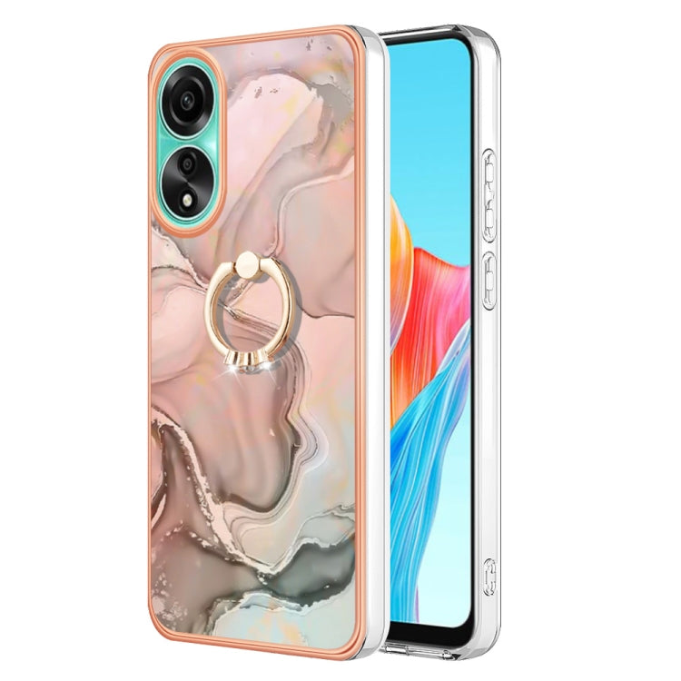 Electroplating Marble Dual-side IMD Phone Case with Ring, For OPPO Reno12 Pro Global, For OPPO Reno12 Global, For OPPO A60, For OPPO Reno11 F 5G Global, For OPPO Reno11 5G Global, For OPPO Reno11 Pro 5G Global, For OPPO A58 4G, For OPPO Reno10 5G Globa...