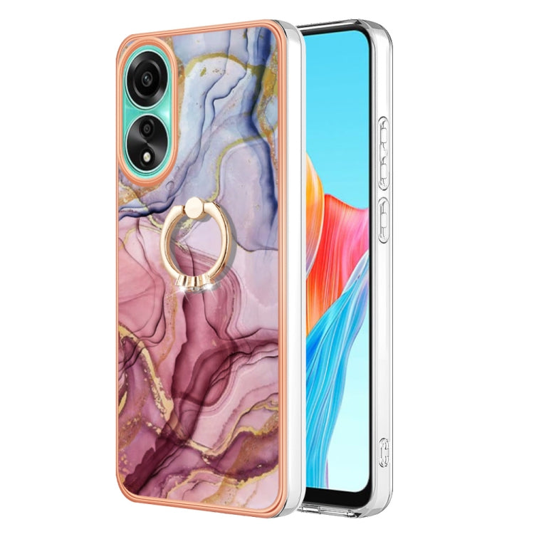 Electroplating Marble Dual-side IMD Phone Case with Ring, For OPPO Reno12 Pro Global, For OPPO Reno12 Global, For OPPO A60, For OPPO Reno11 F 5G Global, For OPPO Reno11 5G Global, For OPPO Reno11 Pro 5G Global, For OPPO A58 4G, For OPPO Reno10 5G Globa...