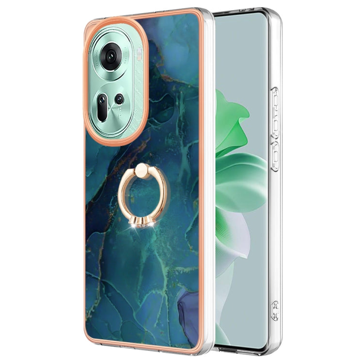 Electroplating Marble Dual-side IMD Phone Case with Ring, For OPPO Reno12 Pro Global, For OPPO Reno12 Global, For OPPO A60, For OPPO Reno11 F 5G Global, For OPPO Reno11 5G Global, For OPPO Reno11 Pro 5G Global, For OPPO A58 4G, For OPPO Reno10 5G Globa...