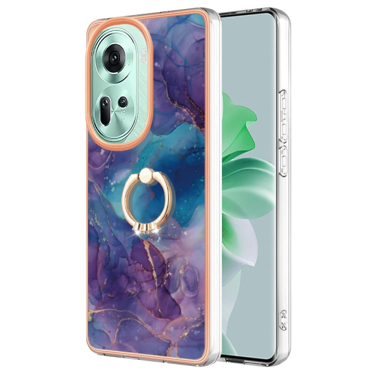 Electroplating Marble Dual-side IMD Phone Case with Ring, For OPPO Reno12 Pro Global, For OPPO Reno12 Global, For OPPO A60, For OPPO Reno11 F 5G Global, For OPPO Reno11 5G Global, For OPPO Reno11 Pro 5G Global, For OPPO A58 4G, For OPPO Reno10 5G Globa...