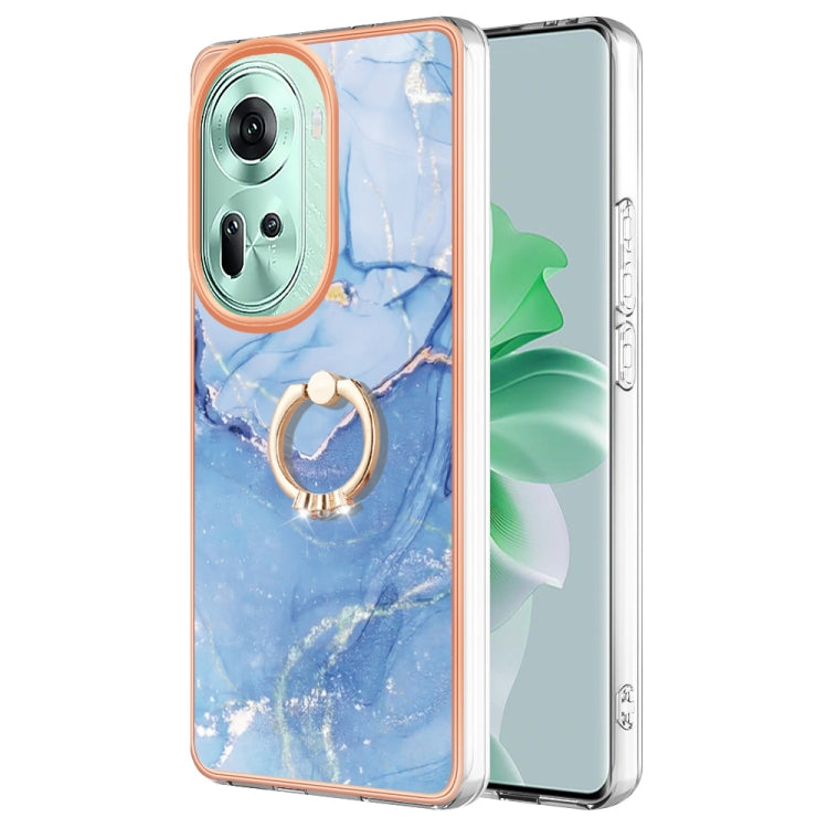 Electroplating Marble Dual-side IMD Phone Case with Ring, For OPPO Reno12 Pro Global, For OPPO Reno12 Global, For OPPO A60, For OPPO Reno11 F 5G Global, For OPPO Reno11 5G Global, For OPPO Reno11 Pro 5G Global, For OPPO A58 4G, For OPPO Reno10 5G Globa...
