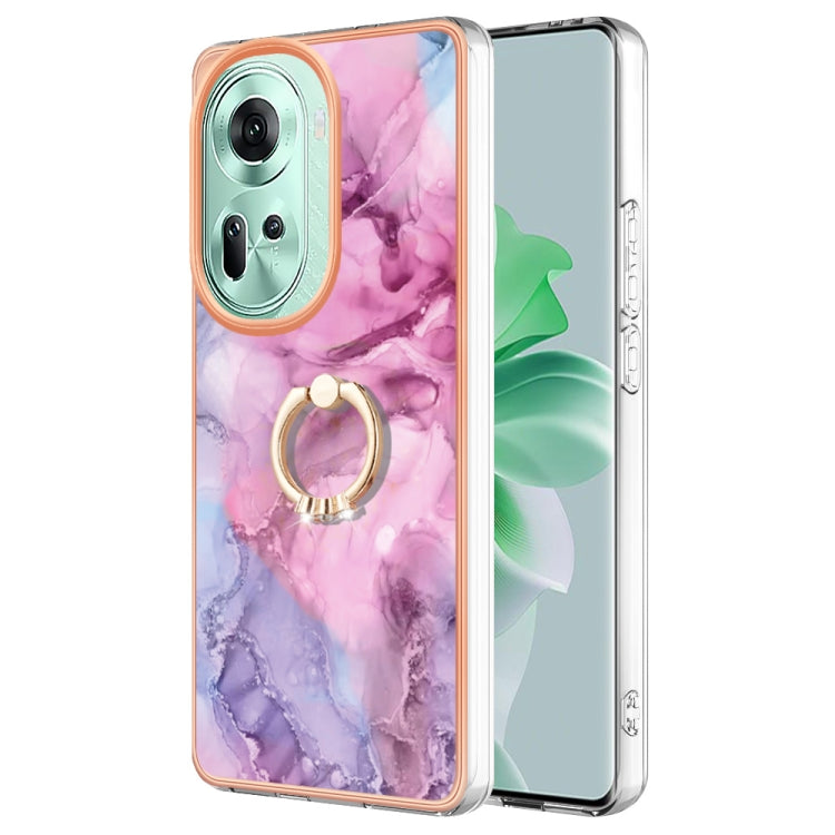 Electroplating Marble Dual-side IMD Phone Case with Ring, For OPPO Reno12 Pro Global, For OPPO Reno12 Global, For OPPO A60, For OPPO Reno11 F 5G Global, For OPPO Reno11 5G Global, For OPPO Reno11 Pro 5G Global, For OPPO A58 4G, For OPPO Reno10 5G Globa...