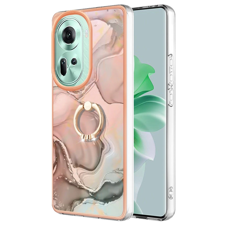 Electroplating Marble Dual-side IMD Phone Case with Ring, For OPPO Reno12 Pro Global, For OPPO Reno12 Global, For OPPO A60, For OPPO Reno11 F 5G Global, For OPPO Reno11 5G Global, For OPPO Reno11 Pro 5G Global, For OPPO A58 4G, For OPPO Reno10 5G Globa...