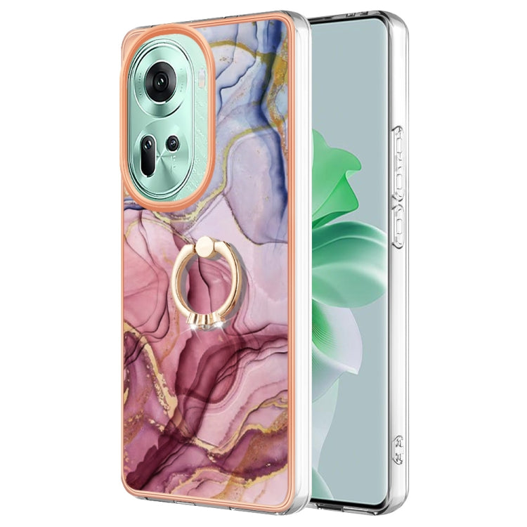 Electroplating Marble Dual-side IMD Phone Case with Ring, For OPPO Reno12 Pro Global, For OPPO Reno12 Global, For OPPO A60, For OPPO Reno11 F 5G Global, For OPPO Reno11 5G Global, For OPPO Reno11 Pro 5G Global, For OPPO A58 4G, For OPPO Reno10 5G Globa...