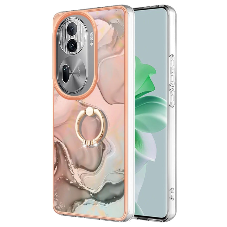 Electroplating Marble Dual-side IMD Phone Case with Ring, For OPPO Reno12 Pro Global, For OPPO Reno12 Global, For OPPO A60, For OPPO Reno11 F 5G Global, For OPPO Reno11 5G Global, For OPPO Reno11 Pro 5G Global, For OPPO A58 4G, For OPPO Reno10 5G Globa...