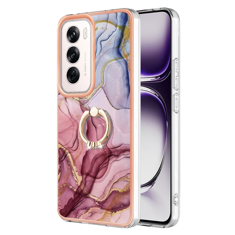 Electroplating Marble Dual-side IMD Phone Case with Ring, For OPPO Reno12 Pro Global, For OPPO Reno12 Global, For OPPO A60, For OPPO Reno11 F 5G Global, For OPPO Reno11 5G Global, For OPPO Reno11 Pro 5G Global, For OPPO A58 4G, For OPPO Reno10 5G Globa...