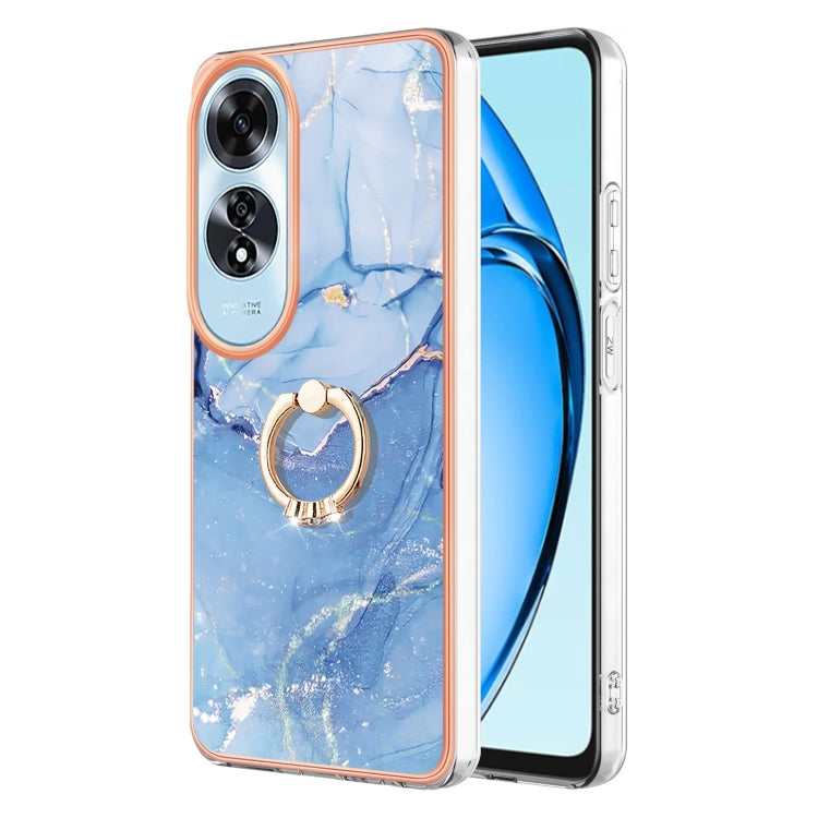 Electroplating Marble Dual-side IMD Phone Case with Ring, For OPPO Reno12 Pro Global, For OPPO Reno12 Global, For OPPO A60, For OPPO Reno11 F 5G Global, For OPPO Reno11 5G Global, For OPPO Reno11 Pro 5G Global, For OPPO A58 4G, For OPPO Reno10 5G Globa...