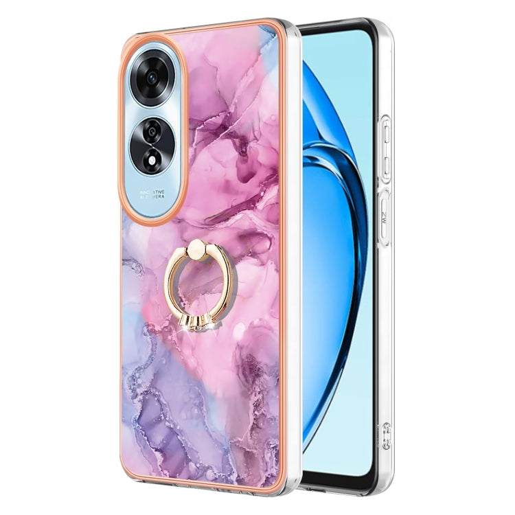 Electroplating Marble Dual-side IMD Phone Case with Ring, For OPPO Reno12 Pro Global, For OPPO Reno12 Global, For OPPO A60, For OPPO Reno11 F 5G Global, For OPPO Reno11 5G Global, For OPPO Reno11 Pro 5G Global, For OPPO A58 4G, For OPPO Reno10 5G Globa...