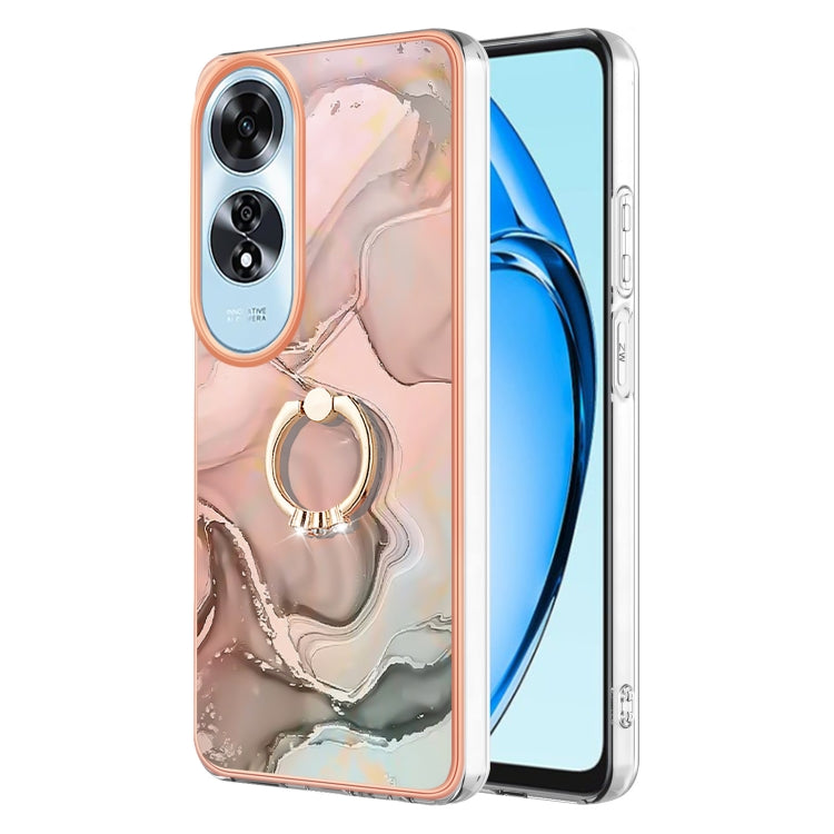 Electroplating Marble Dual-side IMD Phone Case with Ring, For OPPO Reno12 Pro Global, For OPPO Reno12 Global, For OPPO A60, For OPPO Reno11 F 5G Global, For OPPO Reno11 5G Global, For OPPO Reno11 Pro 5G Global, For OPPO A58 4G, For OPPO Reno10 5G Globa...