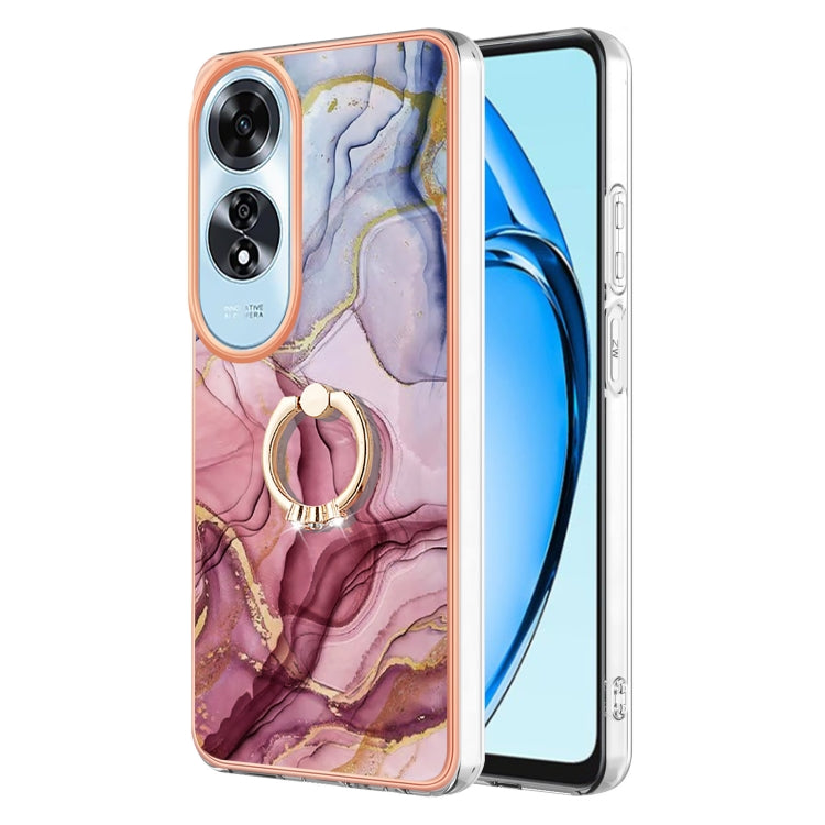 Electroplating Marble Dual-side IMD Phone Case with Ring, For OPPO Reno12 Pro Global, For OPPO Reno12 Global, For OPPO A60, For OPPO Reno11 F 5G Global, For OPPO Reno11 5G Global, For OPPO Reno11 Pro 5G Global, For OPPO A58 4G, For OPPO Reno10 5G Globa...