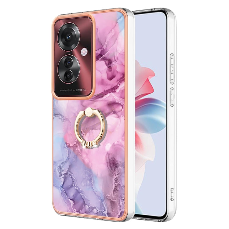 Electroplating Marble Dual-side IMD Phone Case with Ring, For OPPO Reno12 Pro Global, For OPPO Reno12 Global, For OPPO A60, For OPPO Reno11 F 5G Global, For OPPO Reno11 5G Global, For OPPO Reno11 Pro 5G Global, For OPPO A58 4G, For OPPO Reno10 5G Globa...