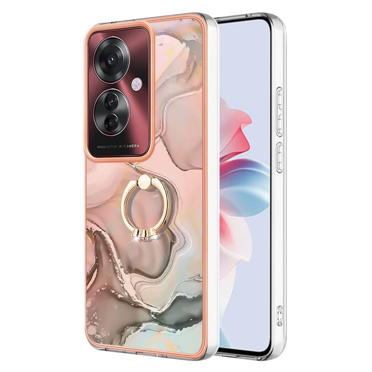 Electroplating Marble Dual-side IMD Phone Case with Ring, For OPPO Reno12 Pro Global, For OPPO Reno12 Global, For OPPO A60, For OPPO Reno11 F 5G Global, For OPPO Reno11 5G Global, For OPPO Reno11 Pro 5G Global, For OPPO A58 4G, For OPPO Reno10 5G Globa...