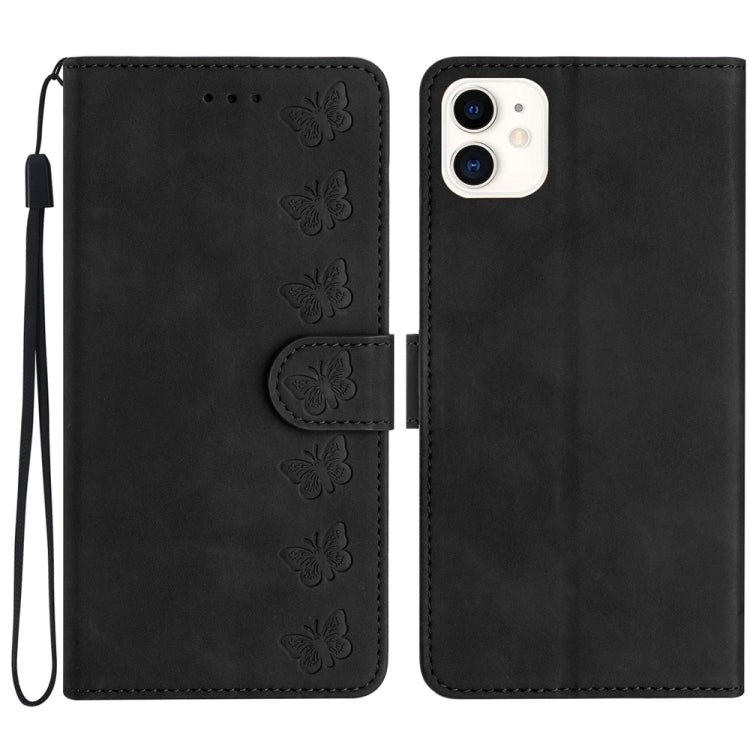 Seven Butterflies Embossed Leather Phone Case, For iPhone 13 mini, For iPhone 12, For iPhone 12 Pro Max, For iPhone 12 Pro, For iPhone 12 mini, For iPhone 11 Pro Max, For iPhone 11, For iPhone 11 Pro