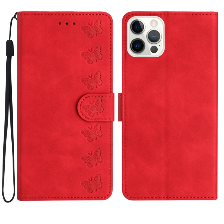 Seven Butterflies Embossed Leather Phone Case, For iPhone 13 mini, For iPhone 12, For iPhone 12 Pro Max, For iPhone 12 Pro, For iPhone 12 mini, For iPhone 11 Pro Max, For iPhone 11, For iPhone 11 Pro