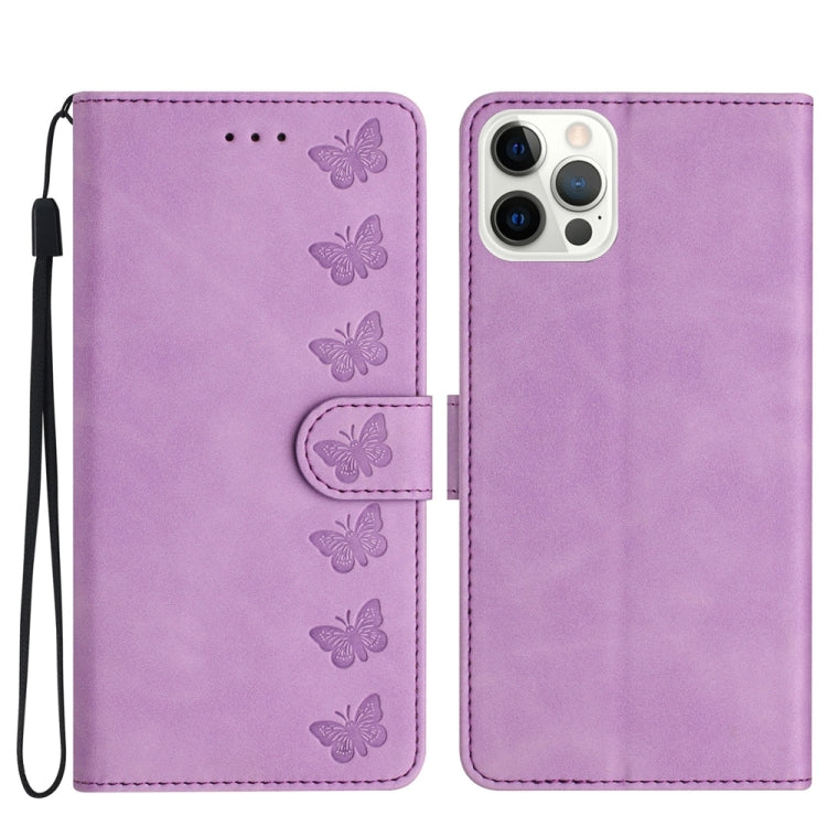Seven Butterflies Embossed Leather Phone Case, For iPhone 13 mini, For iPhone 12, For iPhone 12 Pro Max, For iPhone 12 Pro, For iPhone 12 mini, For iPhone 11 Pro Max, For iPhone 11, For iPhone 11 Pro