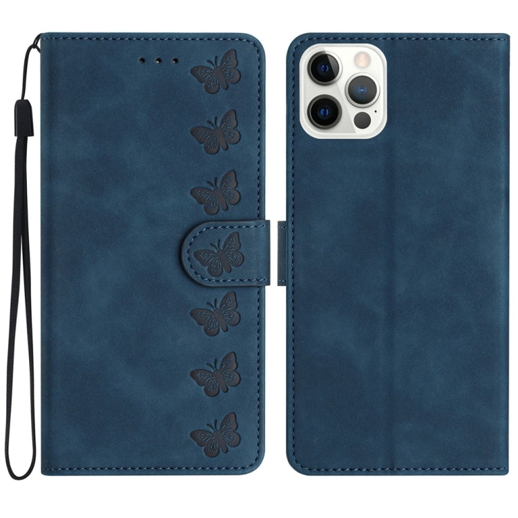 Seven Butterflies Embossed Leather Phone Case, For iPhone 13 mini, For iPhone 12, For iPhone 12 Pro Max, For iPhone 12 Pro, For iPhone 12 mini, For iPhone 11 Pro Max, For iPhone 11, For iPhone 11 Pro