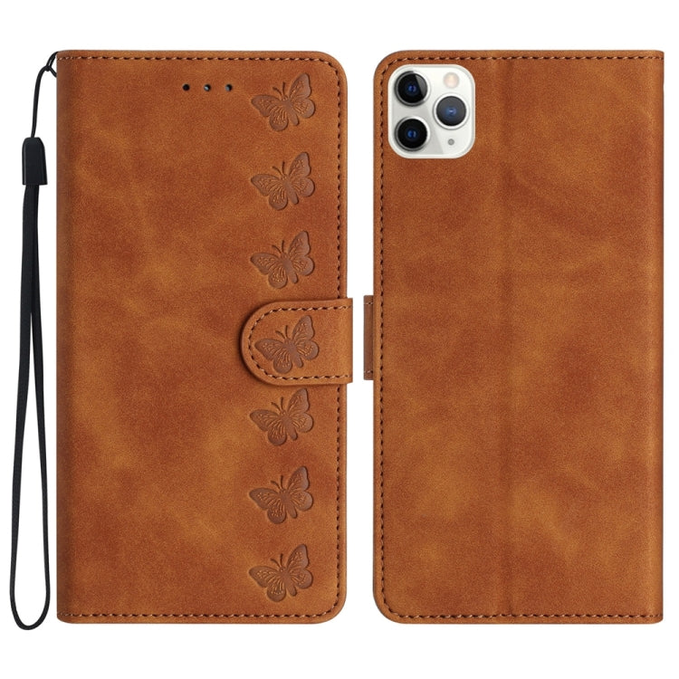 Seven Butterflies Embossed Leather Phone Case, For iPhone 13 mini, For iPhone 12, For iPhone 12 Pro Max, For iPhone 12 Pro, For iPhone 12 mini, For iPhone 11 Pro Max, For iPhone 11, For iPhone 11 Pro