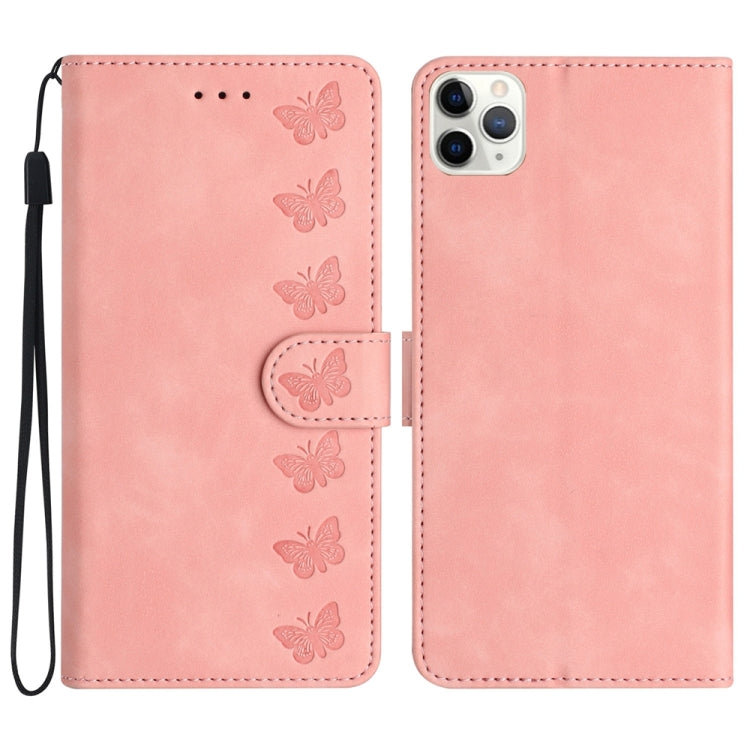 Seven Butterflies Embossed Leather Phone Case, For iPhone 13 mini, For iPhone 12, For iPhone 12 Pro Max, For iPhone 12 Pro, For iPhone 12 mini, For iPhone 11 Pro Max, For iPhone 11, For iPhone 11 Pro