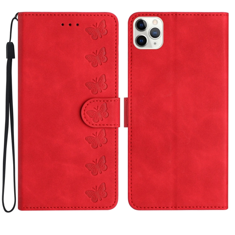 Seven Butterflies Embossed Leather Phone Case, For iPhone 13 mini, For iPhone 12, For iPhone 12 Pro Max, For iPhone 12 Pro, For iPhone 12 mini, For iPhone 11 Pro Max, For iPhone 11, For iPhone 11 Pro