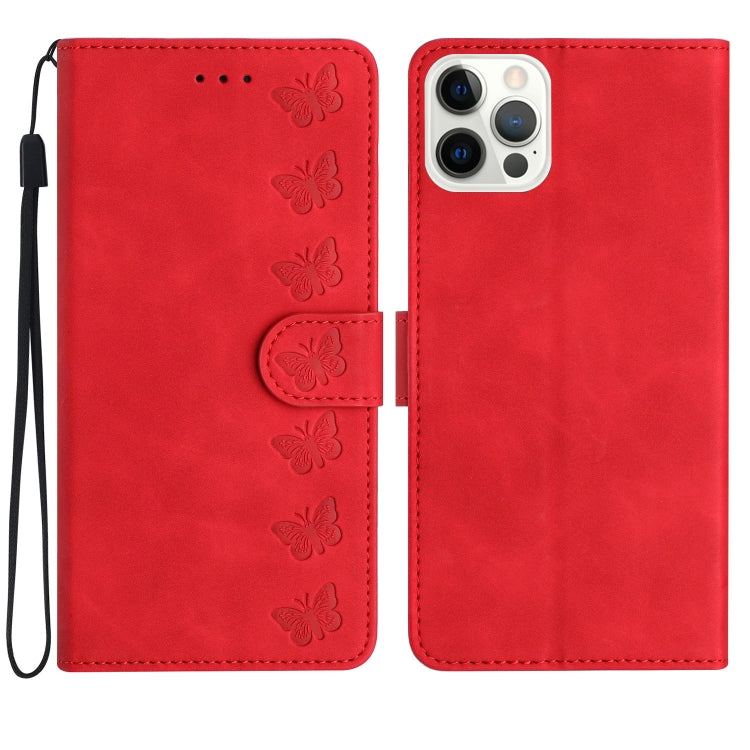 Seven Butterflies Embossed Leather Phone Case, For iPhone 16e, For iPhone 16 Pro Max, For iPhone 16 Pro, For iPhone 16 Plus, For iPhone 16, For iPhone 15 Pro Max, For iPhone 15 Pro, For iPhone 15 Plus, For iPhone 15, For iPhone 14 Plus, For iPhone 14��...