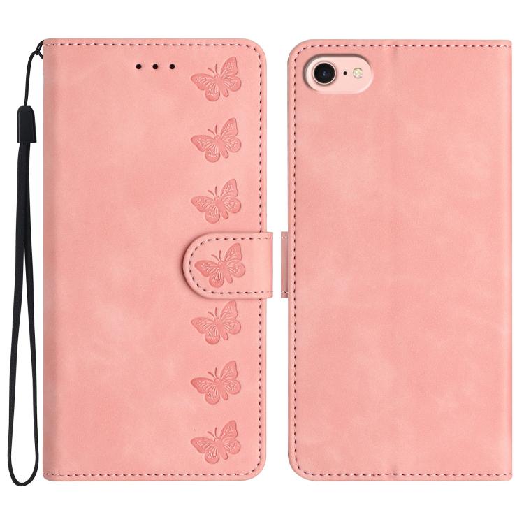 Seven Butterflies Embossed Leather Phone Case, For iPhone 16e, For iPhone 16 Pro Max, For iPhone 16 Pro, For iPhone 16 Plus, For iPhone 16, For iPhone 15 Pro Max, For iPhone 15 Pro, For iPhone 15 Plus, For iPhone 15, For iPhone 14 Plus, For iPhone 14��...