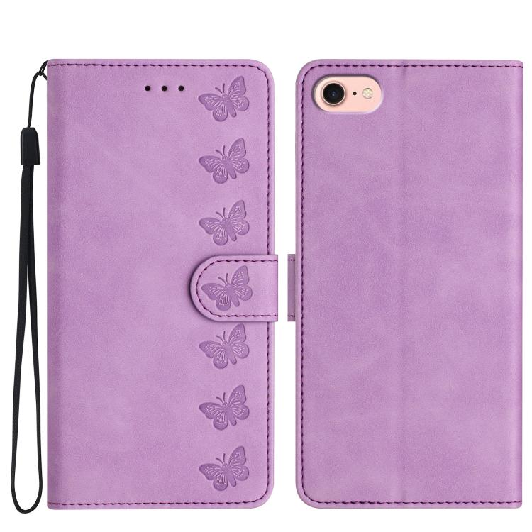 Seven Butterflies Embossed Leather Phone Case, For iPhone 16e, For iPhone 16 Pro Max, For iPhone 16 Pro, For iPhone 16 Plus, For iPhone 16, For iPhone 15 Pro Max, For iPhone 15 Pro, For iPhone 15 Plus, For iPhone 15, For iPhone 14 Plus, For iPhone 14��...
