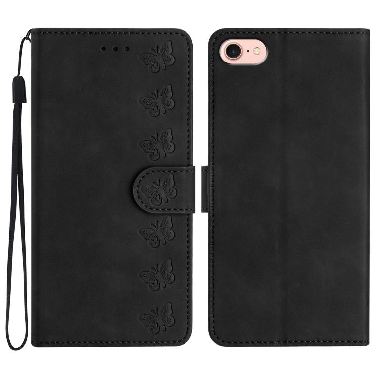 Seven Butterflies Embossed Leather Phone Case, For iPhone 16e, For iPhone 16 Pro Max, For iPhone 16 Pro, For iPhone 16 Plus, For iPhone 16, For iPhone 15 Pro Max, For iPhone 15 Pro, For iPhone 15 Plus, For iPhone 15, For iPhone 14 Plus, For iPhone 14��...