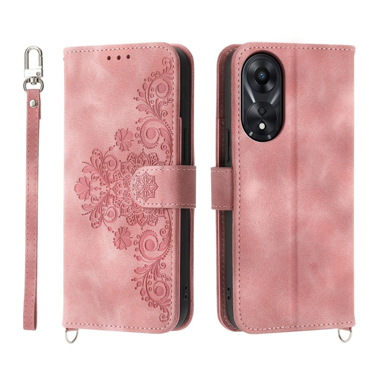 Skin Feel Flowers Embossed Wallet Leather Phone Case, For OPPO A5 PRO 5G Global, For OPPO Reno13 F 4G / 5G, For OPPO A3 4G / 5G / A3X 4G / 5G India, For OPPO Reno12 F 4G / 5G / F27 India, For OPPO A3 Pro 5G, For OPPO Reno11 F, For OPPO Reno11 Pro������...