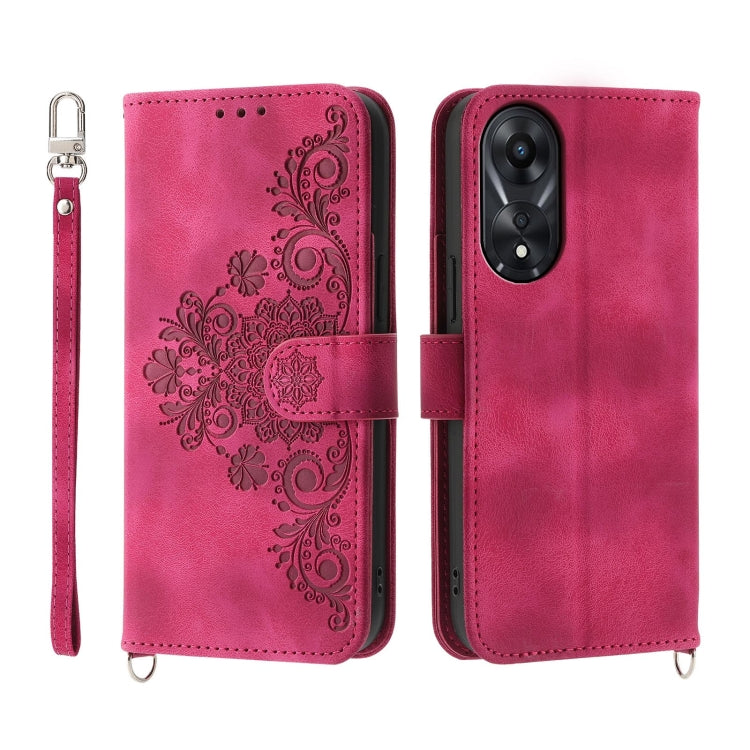 Skin Feel Flowers Embossed Wallet Leather Phone Case, For OPPO A5 PRO 5G Global, For OPPO Reno13 F 4G / 5G, For OPPO A3 4G / 5G / A3X 4G / 5G India, For OPPO Reno12 F 4G / 5G / F27 India, For OPPO A3 Pro 5G, For OPPO Reno11 F, For OPPO Reno11 Pro������...